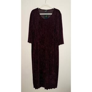 VTG NWT Lee Andersen Romantic Goth Red Crushed Velvet Lettuce Hem Maxi Dress XL